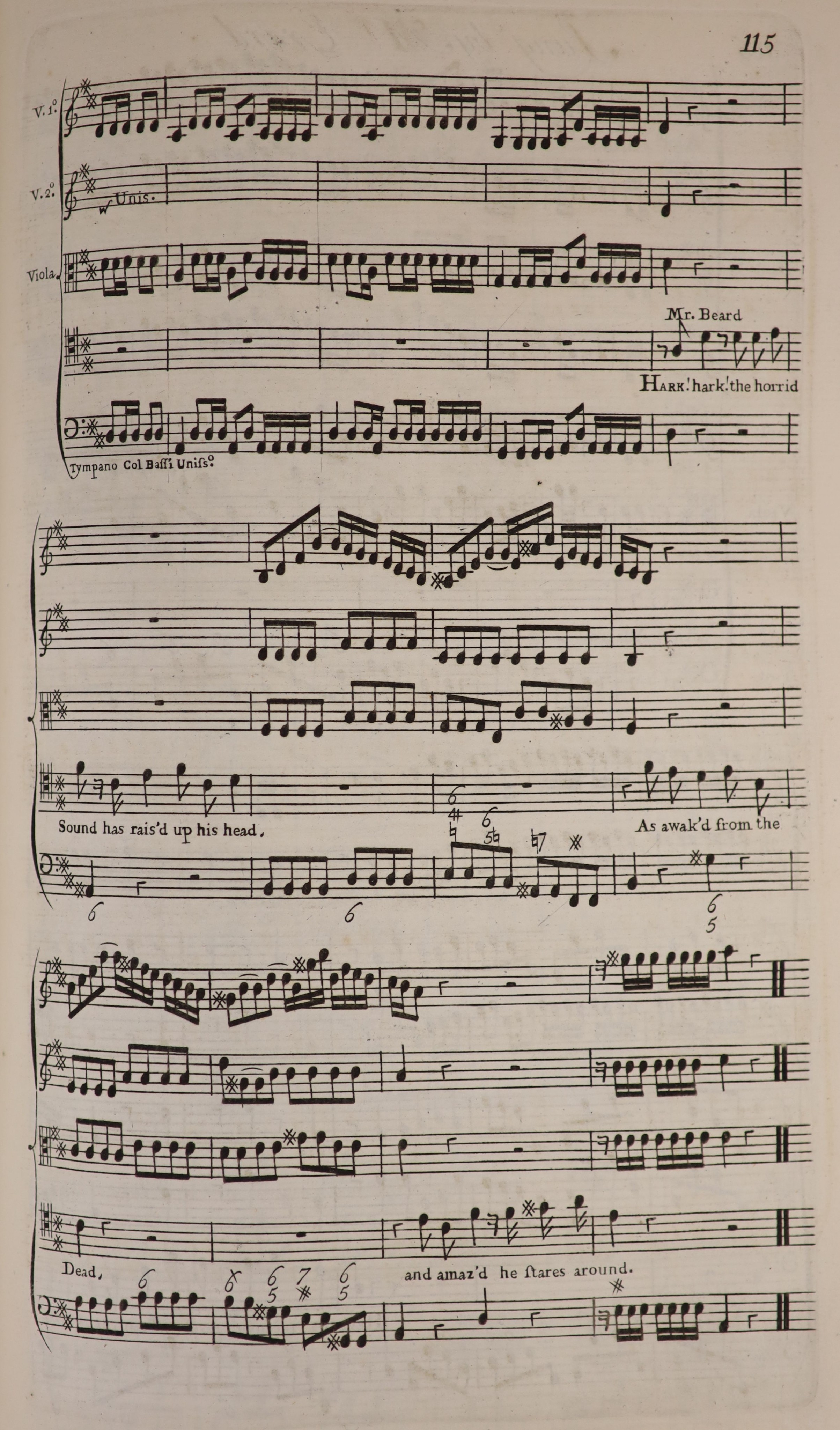 Dryden, John. and Handel, George Frideric - Alexander’s Feast or the Power of Musick (sic). An Ode wrote in Honour of St.Cecilia…Set to Musick by Mr. Handel… Contemporary half calf and old marble boards with panelled spi